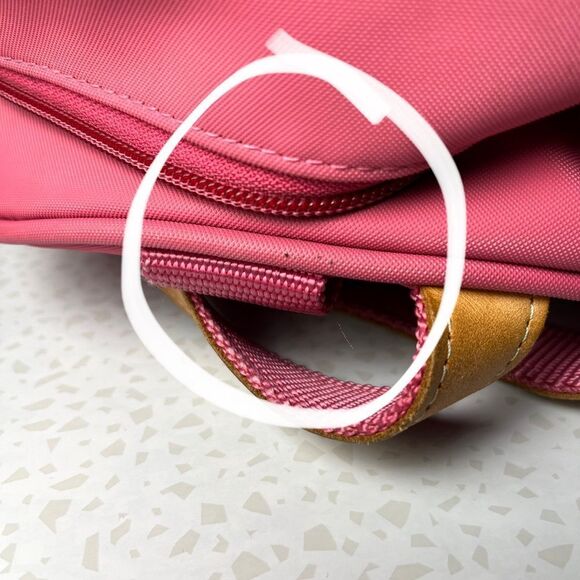 Jon Hart Pink Coated Canvas Genuine Leather Backpack Monogram Initials - Picture 2 of 15